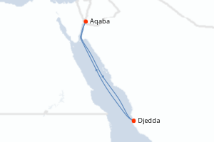 Carte itinéraire croisière - 4 jours au départ de Djedda - Mer Rouge Océan Indien