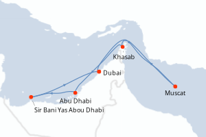 Carte itinéraire croisière - 7 jours au départ de Dubai - Moyen-Orient Dubaï