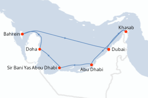 Carte itinéraire croisière - 7 jours au départ de Dubai - Moyen-Orient Dubaï