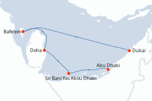 Carte itinéraire croisière - 5 jours au départ de Abu Dhabi - Moyen-Orient Dubaï