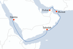 Carte itinéraire croisière - 7 jours au départ de Dubai - Mer Rouge Océan Indien