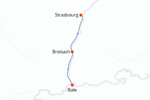 Carte itinéraire croisière Féerie des marchés de Noël en Suisse et en Alsace au fil du Rhin - 3 jours au départ de Bale - Europe du Nord