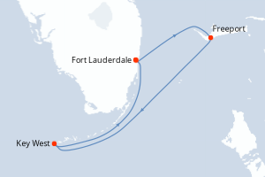 Carte itinéraire croisière - 3 jours au départ de Fort Lauderdale - Caraïbes Bahamas
