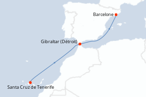 Carte itinéraire croisière - 4 jours au départ de Santa Cruz de Tenerife - Méditerranée