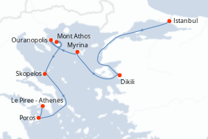 Carte itinéraire croisière - 7 jours au départ de Istanbul - Méditerranée