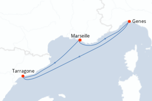Carte itinéraire croisière - 4 jours au départ de Marseille - Méditerranée