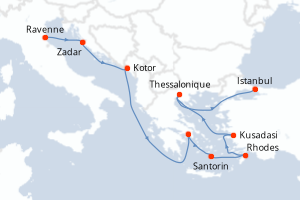 Carte itinéraire croisière - 10 jours au départ de Ravenne - Méditerranée