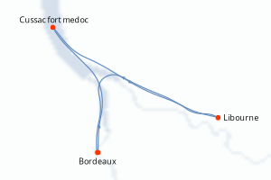 Carte itinéraire croisière - 4 jours au départ de Bordeaux - Garonne Dordogne
