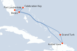Carte itinéraire croisière - 7 jours au départ de Fort Lauderdale - Caraïbes Bahamas