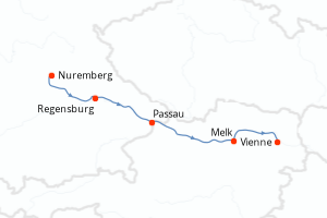 Carte itinéraire croisière - 6 jours au départ de Nuremberg - Elbe
