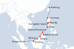 Carte itinéraire croisière - 12 jours au départ de Keelung - Asie