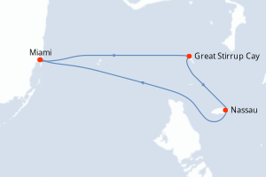 Carte itinéraire croisière - 5 jours au départ de Miami - Caraïbes Bahamas