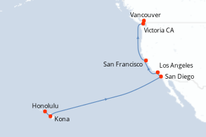 Carte itinéraire croisière - 13 jours au départ de Honolulu - Alaska
