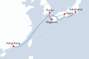 Carte itinéraire croisière - 8 jours au départ de Hong Kong - Asie