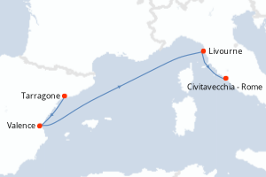 Carte itinéraire croisière - 4 jours au départ de Tarragone - Méditerranée