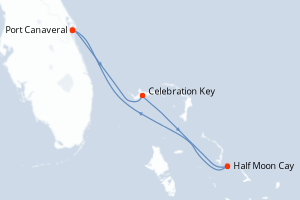 Carte itinéraire croisière - 4 jours au départ de Port Canaveral - Caraïbes Bahamas