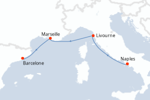 Carte itinéraire croisière - 3 jours au départ de Naples - Méditerranée