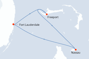 Carte itinéraire croisière - 4 jours au départ de Fort Lauderdale - Caraïbes Bahamas