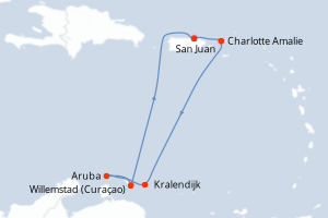 Carte itinéraire croisière - 7 jours au départ de San Juan - Caraïbes Bahamas