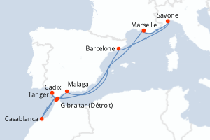 Carte itinéraire croisière - 10 jours au départ de Marseille - Méditerranée