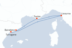 Carte itinéraire croisière - 4 jours au départ de Tarragone - Méditerranée