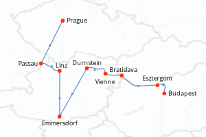 Carte itinéraire croisière - 10 jours au départ de Budapest - Danube