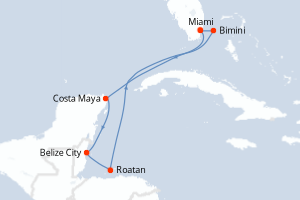 Carte itinéraire croisière  - 7 jours au départ de Miami - Caraïbes Bahamas