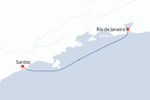 Carte itinéraire croisière - 1 jours au départ de Santos - Amérique du Sud