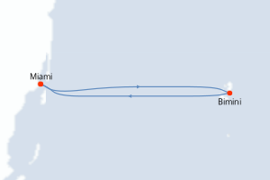 Carte itinéraire croisière - 3 jours au départ de Miami - Caraïbes Bahamas