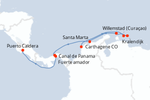 Carte itinéraire croisière - 10 jours au départ de Carthagene - Amérique du Sud