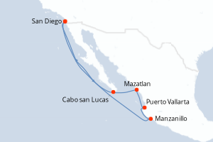Carte itinéraire croisière - 9 jours au départ de San Diego - Amérique du Nord
