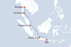 Carte itinéraire croisière - 9 jours au départ de Bali - Asie