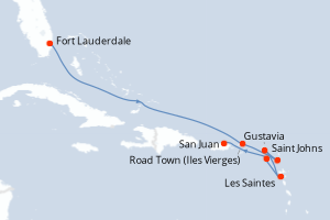 Carte itinéraire croisière - 8 jours au départ de Fort Lauderdale - Caraïbes Bahamas