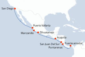 Carte itinéraire croisière - 11 jours au départ de San Diego - Canal de Panama