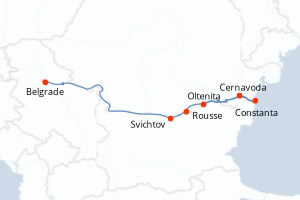 Carte itinéraire croisière - 6 jours au départ de Oltenita - Danube