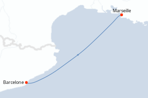 Carte itinéraire croisière - 1 jours au départ de Barcelone - Méditerranée