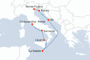 Carte itinéraire croisière - 7 jours au départ de Venise Fusina - Méditerranée