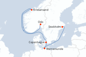 Carte itinéraire croisière - 10 jours au départ de Stockholm - Europe du Nord
