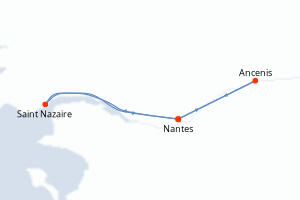 Carte itinéraire croisière - 4 jours au départ de Nantes - Atlantique
