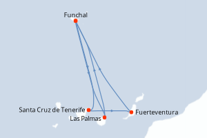 Carte itinéraire croisière - 7 jours au départ de Santa Cruz de Tenerife - Iles Canaries
