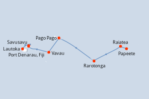 Carte itinéraire croisière - 12 jours au départ de Papeete - Australie Nouvelle Zélande