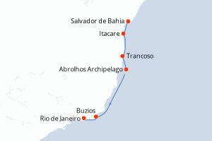 Carte itinéraire croisière - 6 jours au départ de Salvador de Bahia - Amérique du Sud