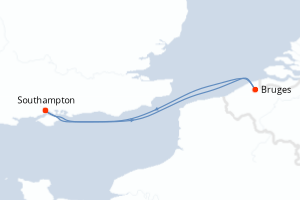 Carte itinéraire croisière - 3 jours au départ de Southampton - Europe du Nord