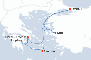 Carte itinéraire croisière - 6 jours au départ de Istanbul - Méditerranée