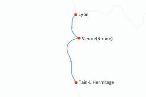 Carte itinéraire croisière - 3 jours au départ de Lyon - Rhône Saone