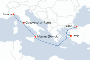 Carte itinéraire croisière - 6 jours au départ de Savone - Méditerranée