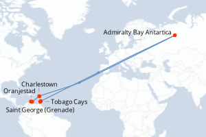 Carte itinéraire croisière - 7 jours au départ de Oranjestad - Caraïbes Bahamas