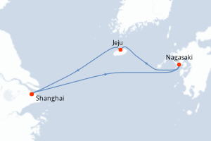 Carte itinéraire croisière - 5 jours au départ de Shanghai - Asie