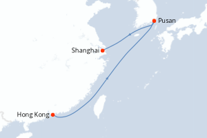 Carte itinéraire croisière - 5 jours au départ de Hong Kong - Asie