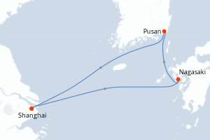 Carte itinéraire croisière - 5 jours au départ de Shanghai - Asie